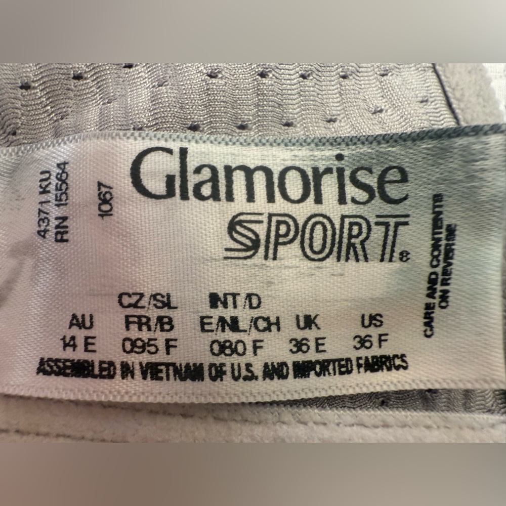 Glamorise Elite Sports Bra No Bounce White and Gray size 36F - Picture 6 of 8